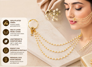Nawab Collection Cubic Zirconia, Beads Gold-plated Plated Alloy Nose Ring
