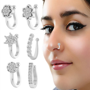 THANU'S CRAFT Crystal Silver Plated Metal Nose Ring