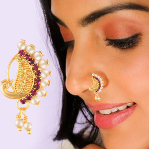 THANU'S CRAFT Ruby Gold-plated Plated Metal Nathiya