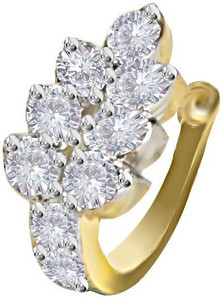 Chandrika Pearls Crystal Silver Plated Metal Nose Ring