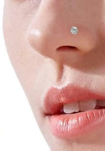 RENU CREATION Sterling Silver Plated Brass, Stone, Tungsten Nose Stud