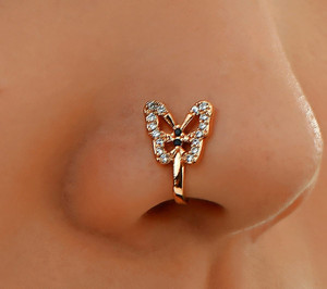 JEWELFY Cubic Zirconia Gold-plated Plated Copper Nose Stud