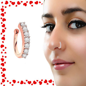 Vama Fashions Cubic Zirconia Copper Plated Metal Nose Ring