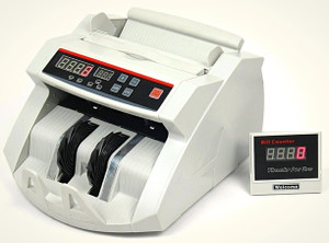 Drop2Kart Dual Motor + Dual LED Cash Counter, UV/MG1/MG2 FakeNote Sensor with Additional External Display Note Counting Machine