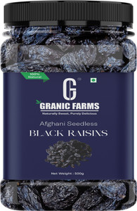 GRANIC FARMS Premium Seedless Black Raisins| Kishmish Without Seeds| Dry Grapes| Raisins