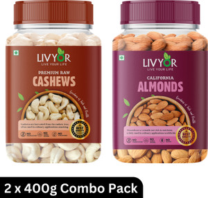 LIVYOR Cashew & Almonds Combo Pack | Kaju Badam Dry Fruits Cashews, Almonds
