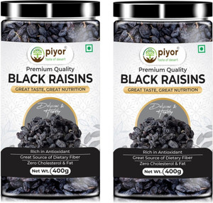 PIYOR Natural Premium Black Raisins | Kali Kishmish Combo 800 g (400g Pack of 2) Raisins