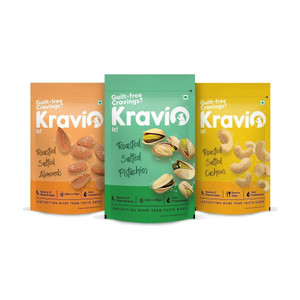 Kravio Premium Roasted Salted Cashew, Almonds & Pista Dry Fruits Combo pack Almonds, Cashews, Pistachios