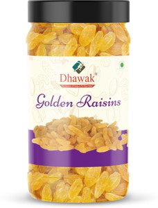 Dhawak Golden Raisins Healthy Juicy Jumbo Indian Kishmish [Jar Pack] Raisins