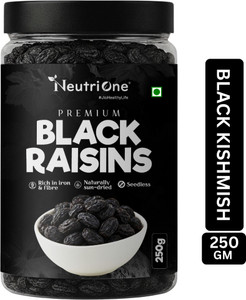NeutriOne Premium Black Raisins Kishmish | Seedless Dry Fruit | Rich in Iron | Kismish Raisins