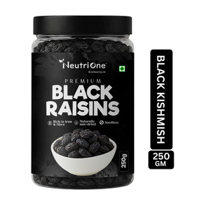 NeutriOne Premium Black Raisins Kishmish | Seedless Dry Fruit | Rich in Iron | Kismish Raisins