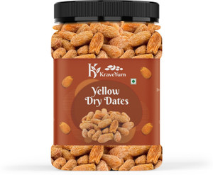 KraveYum Yellow Dry Dates | Peela Sukha Khajoor | Pili Kharak | Dried Chuhara Dry Dates