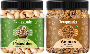 Temperado Pistachios (100gm) & Walnuts(100gm) Combo | Pista Akhrot Combo Pistachios, Walnuts