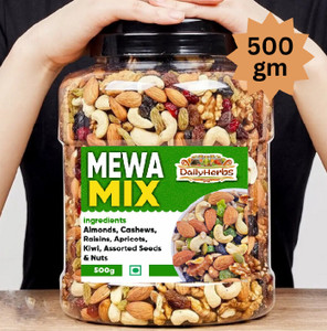 DAILYHERBS Mix Dry Fruit | Mewa Mix | 500gm | A+ Almonds, Cashews, Raisins, Apricots, Assorted Seeds & Nuts