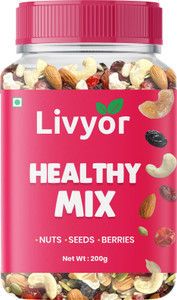 LIVYOR Healthy Mix Nuts, Seeds and Berries Combo | Super Nutritious Food | Dry Fruits Trail Mix with Seeds, Berries