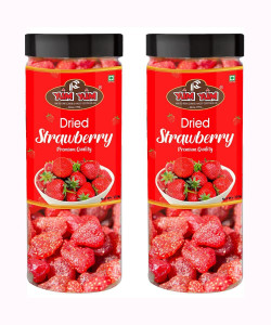 YUM YUM Dried Strawberry 300g (Pack of 2-150g Jar Each) Strawberries