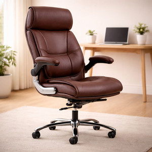 Oakcraft High back leather chair| 120kg Weight Capacity | Metal Base | 3 Yr Warranty Leatherette Office Adjustable Arm Chair