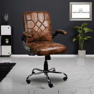 Newturn Nexon Executive Mid Back Ergonomic Revolving Tilting Mechanism And Metal Base Leatherette Office Adjustable Arm Chair