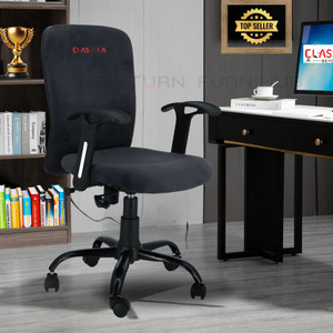 CLASSELA Rainbow velvet Mid back work from home chair with Metal base Leatherette Office Adjustable Arm Chair