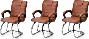 KITHANIA Ergonomic Visitor/Study/Office Home Reception Chair padded arms, carry 125 kg Leather Office Executive Chair