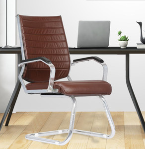 Da URBAN Gravel Brown With Arms | Heavy Duty Frame| Office / Study Chair | Leatherette Office Visitor Chair