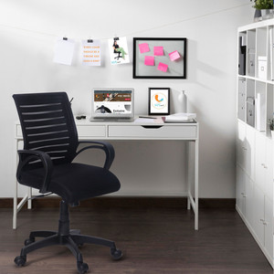 KVS INDIA Mid Back Sturdy Metal Base Nylon Revolving Mesh, Cotton Office Executive Chair
