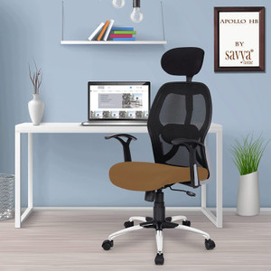 SAVYA HOME Apollo High Back Ergonomic Chair for Office, Home|2D Lumbar Support, Steel Base, Natural Fiber Office Adjustable Arm Chair