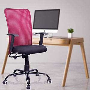 beaatho Florence Metal Base Mid Back Mesh Revolving Office Chair (Maroon) Mesh Office Executive Chair