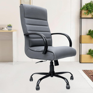 Newturn Scroll premium Leather High back office Revolving Leather Office Adjustable Arm Chair