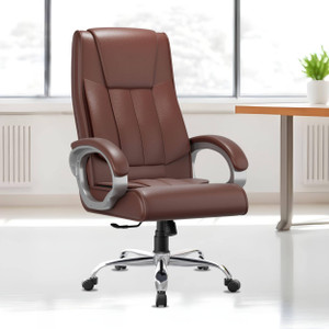 Adiko Leatherette Ergonomic High- Back Chair-Cushioned Seat & Armrests, Metal Base Leatherette Office Executive Chair