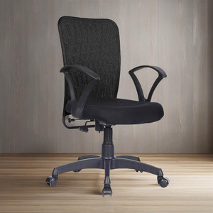 MAESTRO Office Arm Chair with Metallic Frame, Mesh Back, Nylon Base,& Adjustable Handle Fabric Office Arm Chair