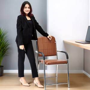 Goyal Steel & Furniture Industries Elegant Chair for Home Office Comfortable Cushion Visitor Chair Leatherette Office Arm Chair