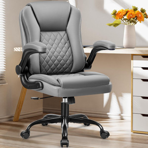 FD Furnituredeal Leather Office Chair, PU Home Computer Desk Chairs with Ergonomic Back Support Leatherette Office Adjustable Arm Chair