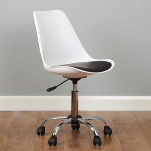 Flipkart Perfect Homes Height-Adjustable Stylish Modern Rotary Arm Office Study Desk Chair for Salon, Spa, Bar, Medical, Kitchen in White & Black Color Leatherette Office Executive Chair