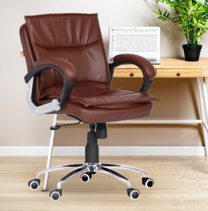 Da URBAN Miller Brown Revolving | Mid Back | Ergonomic | Home & Office Leatherette Office Executive Chair