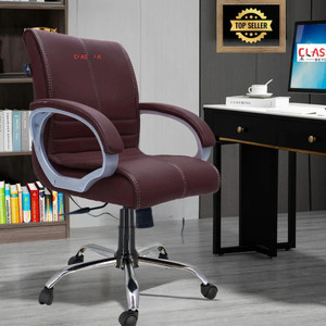 CLASSELA Maxson Mid back premium leatherette Boss revolving chair with 2 years Warranty Leatherette Office Adjustable Arm Chair