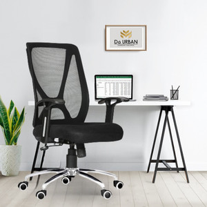 Da URBAN Xcess Black Mesh Mid Back Revolving | Ergonomic | Home & Office| Mesh Office Executive Chair