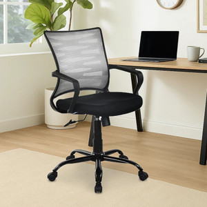 Nilkamal Giza Plus Adjustable Height, Metal Base|Ergonomic Design|Chair for Desk, Study Fabric Office Arm Chair