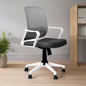 Oakcraft Ergonomic Home Office Desk White Mesh Chair with Lumbar Back Support Mesh Office Arm Chair