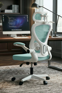 Drogo Ergonomic Office Chair for Work from Home with Armrest, Headrest&Lumbar Support Mesh Office Adjustable Arm Chair