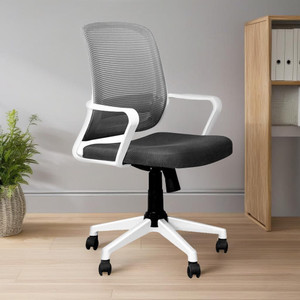 Oakcraft Ergonomic Home Office Desk White Mesh Chair with Lumbar Back Support Mesh Office Arm Chair