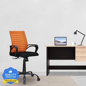 Nilkamal Giza Mid Back Ergonomic | Adjustable Height | Swivel | Push Back | Executive Fabric Office Arm Chair