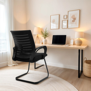 Comfort Mantra Ergonomic Office Chair Mid Back with Armrest Fabric Office Visitor Chair