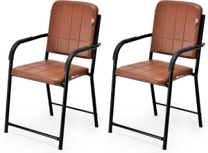 SOMRAJ Leatherette Office Arm Chair Brown Pack of 2 - Image 6