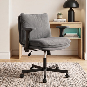 Drogo Criss Cross Legged Office Chair Work from Home with Flip-Up Armrest PU Leather Office Executive Chair