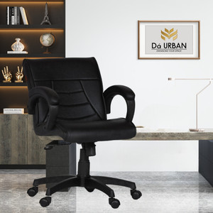 Da URBAN Haven Black Revolving | Mid Back | Ergonomic | Home & Office | Leatherette Office Executive Chair