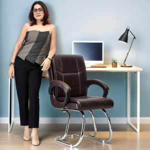 P P CHAIR Luxury Principal Manager Heavy Duty Metal Frame| Visitor/Study/Office Leatherette Office Arm Chair