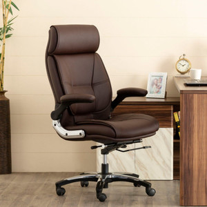 Oakcraft High back leather chair| 120kg Weight Capacity | Metal Base | 3 Yr Warranty Leatherette Office Adjustable Arm Chair