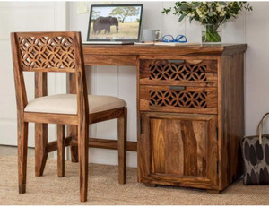 Allie Wood Rosewood ( Shessham ) 2 Drawer And 1 Self Solid Wood Study Table