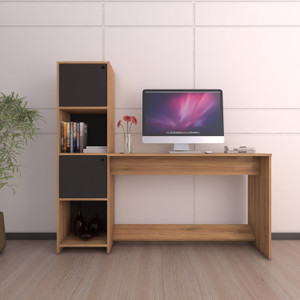 spacesbyU Duocia Study Table with Cabinet and Open Storage | Computer Table | Engineered Wood Study Table